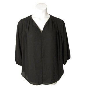 Pleione L Black 3/4 Sleeve Shirt Top Blouse